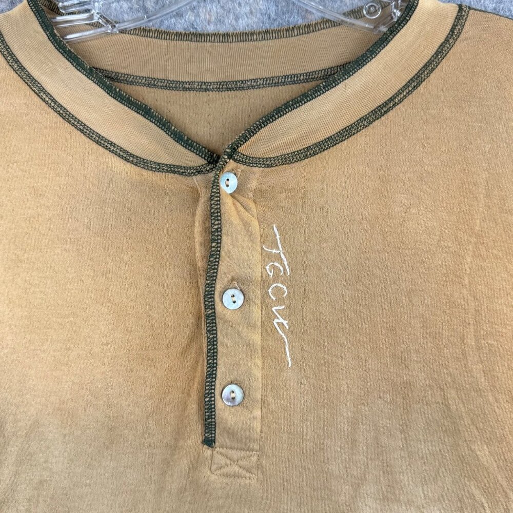 The Great China Wall Henley Shirt Sz XXL Long Sleeve Tan Embroidered - Picture 3 of 9